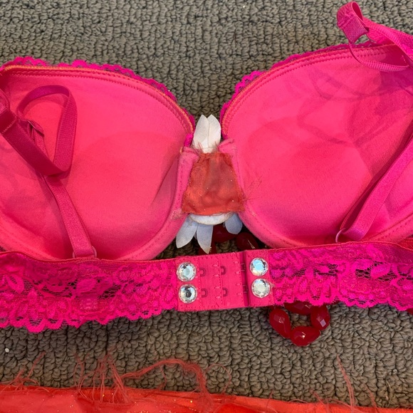 Orange & Pink Custom Rave Bra Costume set - Picture 6 of 7
